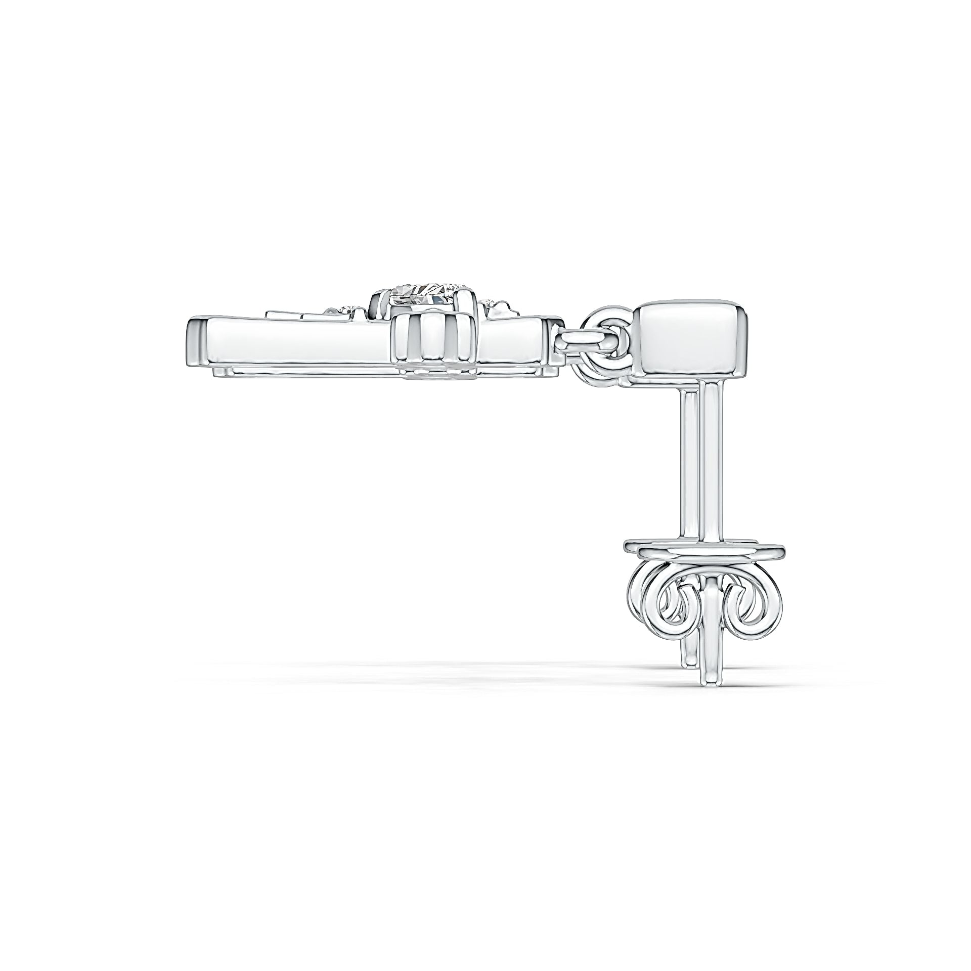 Sterling Silver Semi Mount Earrings Setting Heart HT 3x3mm Cross Theme Syzjewelry