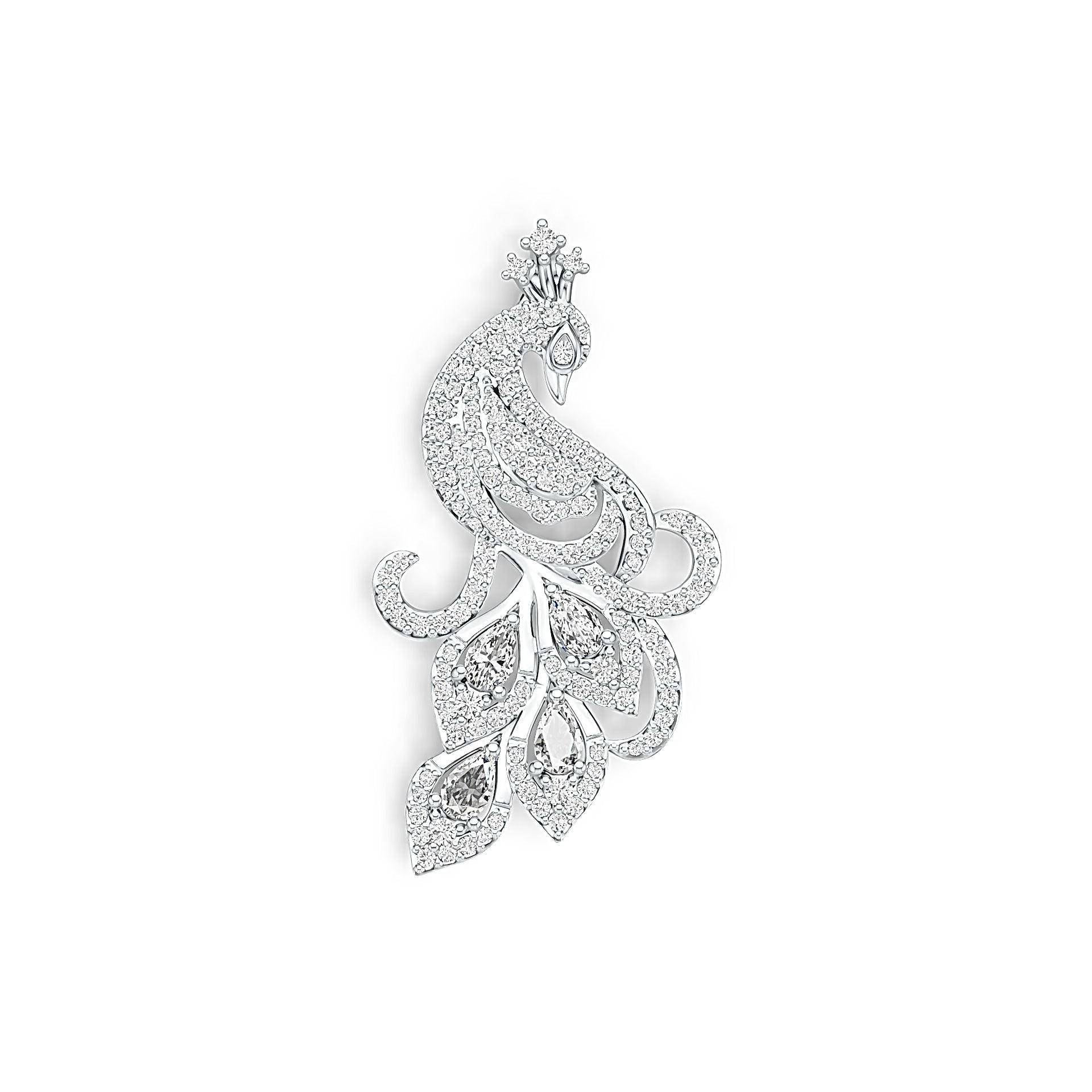 10K Gold Semi Mount Pendant Setting Pear PE 5X3mm Peacock Theme Moissanite Accent DHJ