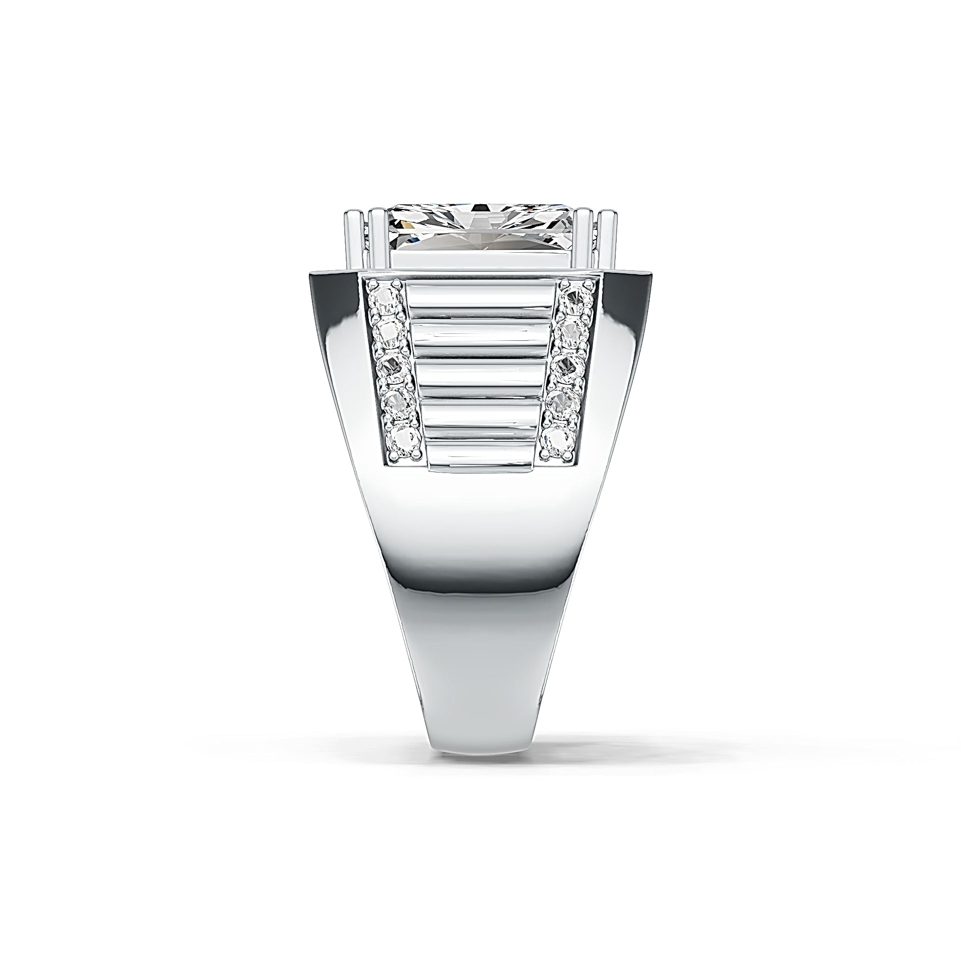 Sterling Silver Semi Mount Men's Ring Setting Emerald OCT 12x10mm Halo Syzjewelry