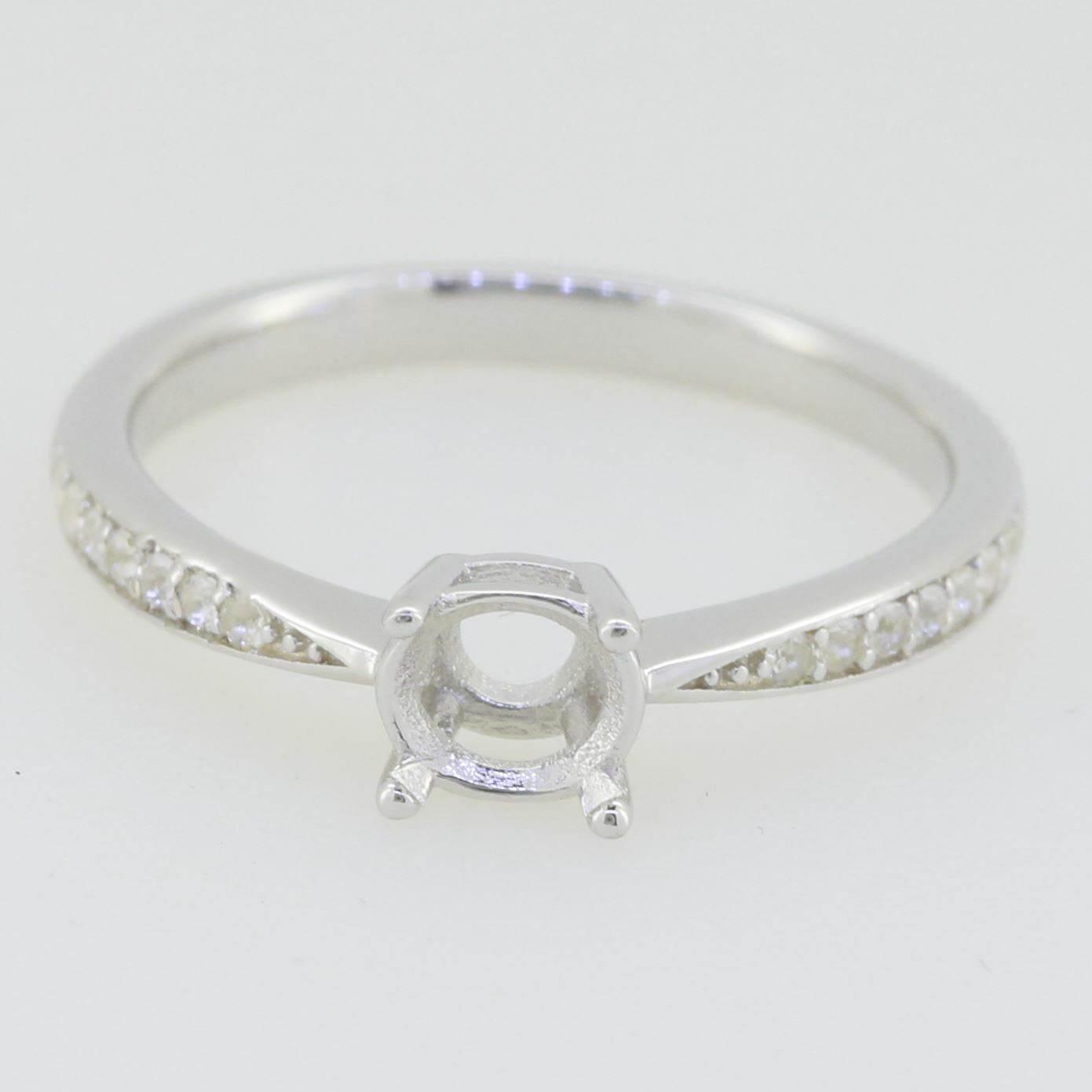 10K Gold Semi Mount Ring Setting Round RD 5x5mm Moissanite Accent Syzjewelry