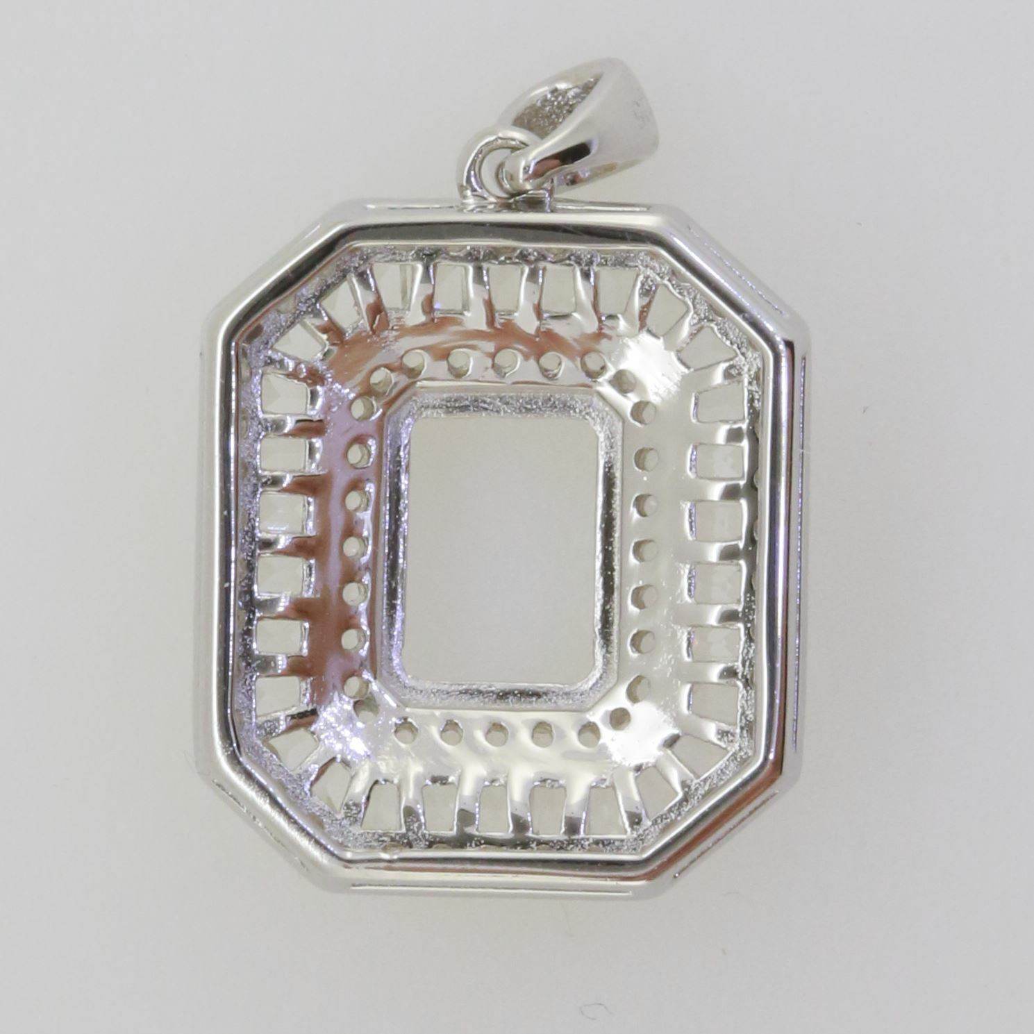 10K Gold Semi Mount Pendant Setting Emerald OCT 9X7mm Moissanite Accent Syzjewelry