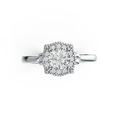 10K Gold Semi Mount Ring Setting Round RD 5x5mm Halo Moissanite Accent DHJ
