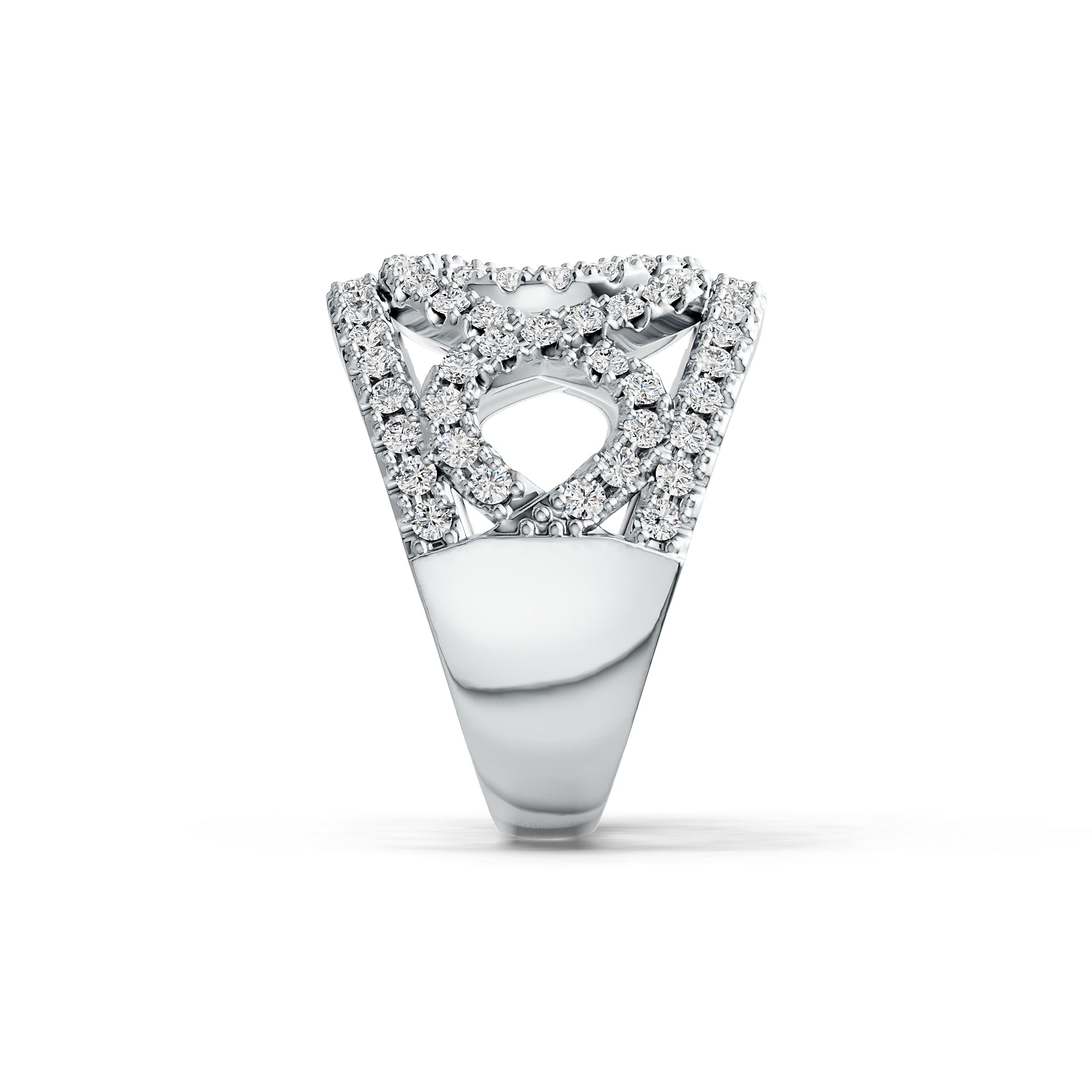 Sterling Silver Ring with White Topaz or Moissanite Interlocking Loop Theme DHJ