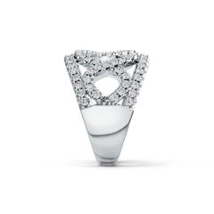 Sterling Silver Ring with White Topaz or Moissanite Interlocking Loop Theme DHJ