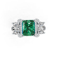 18K Gold Semi Mount Ring Setting Emerald OCT 10X8mm OV 8X6mm Diamond Accent DHJ