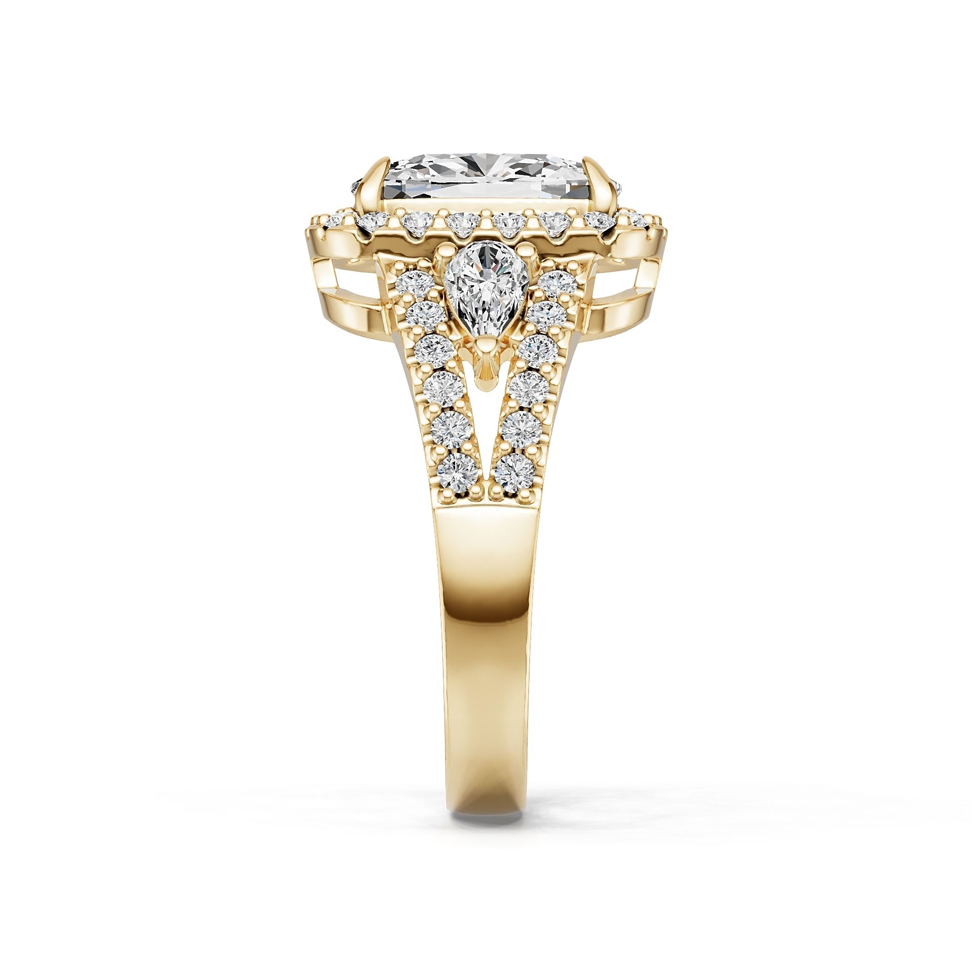 18K Gold Semi Mount Ring Setting Cushion Cu 5x8mm Diamond Accent Syz Jewelry