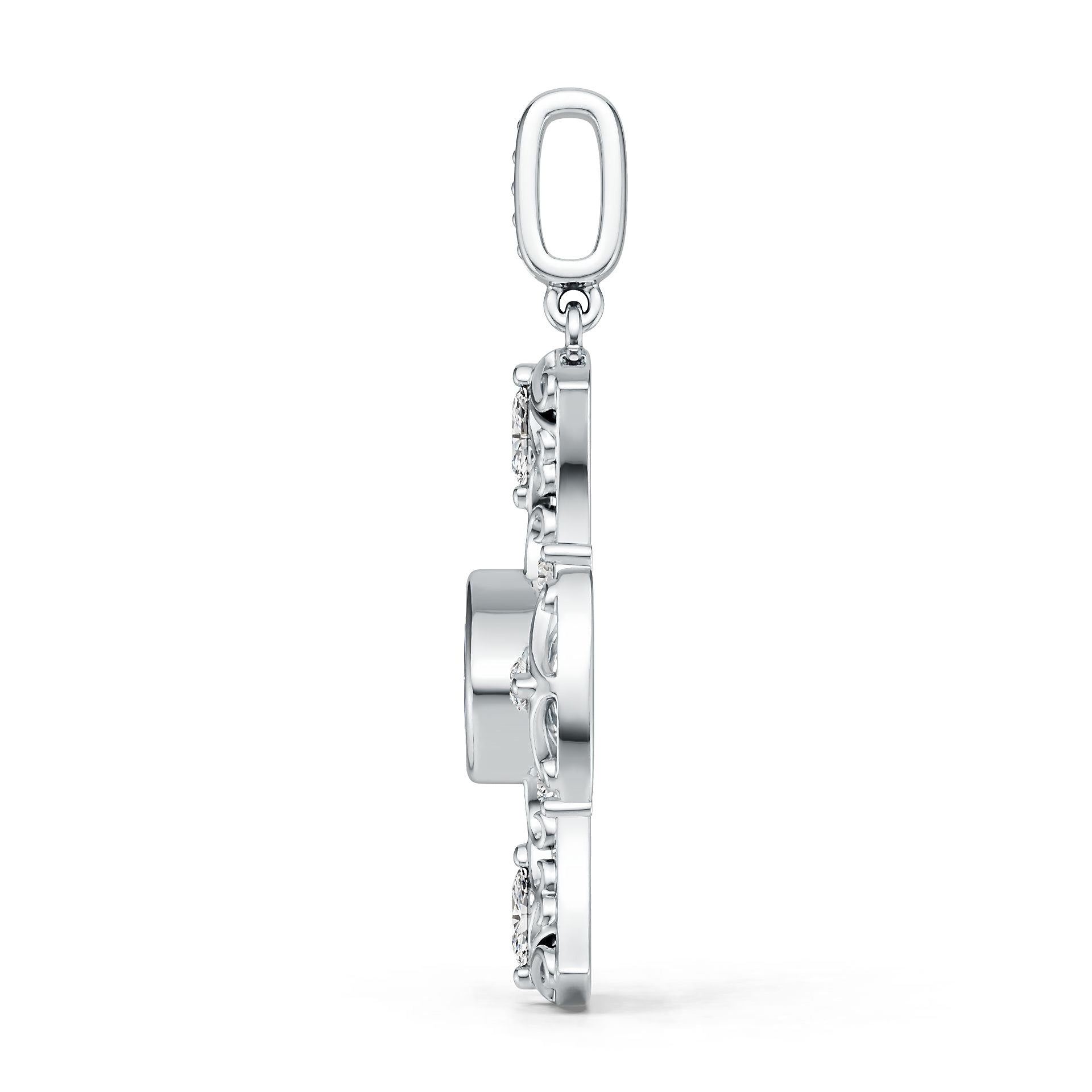 Sterling Silver Semi Mount Pendant Setting Cushion Cu 6x6mm Diamond Accent DHJ