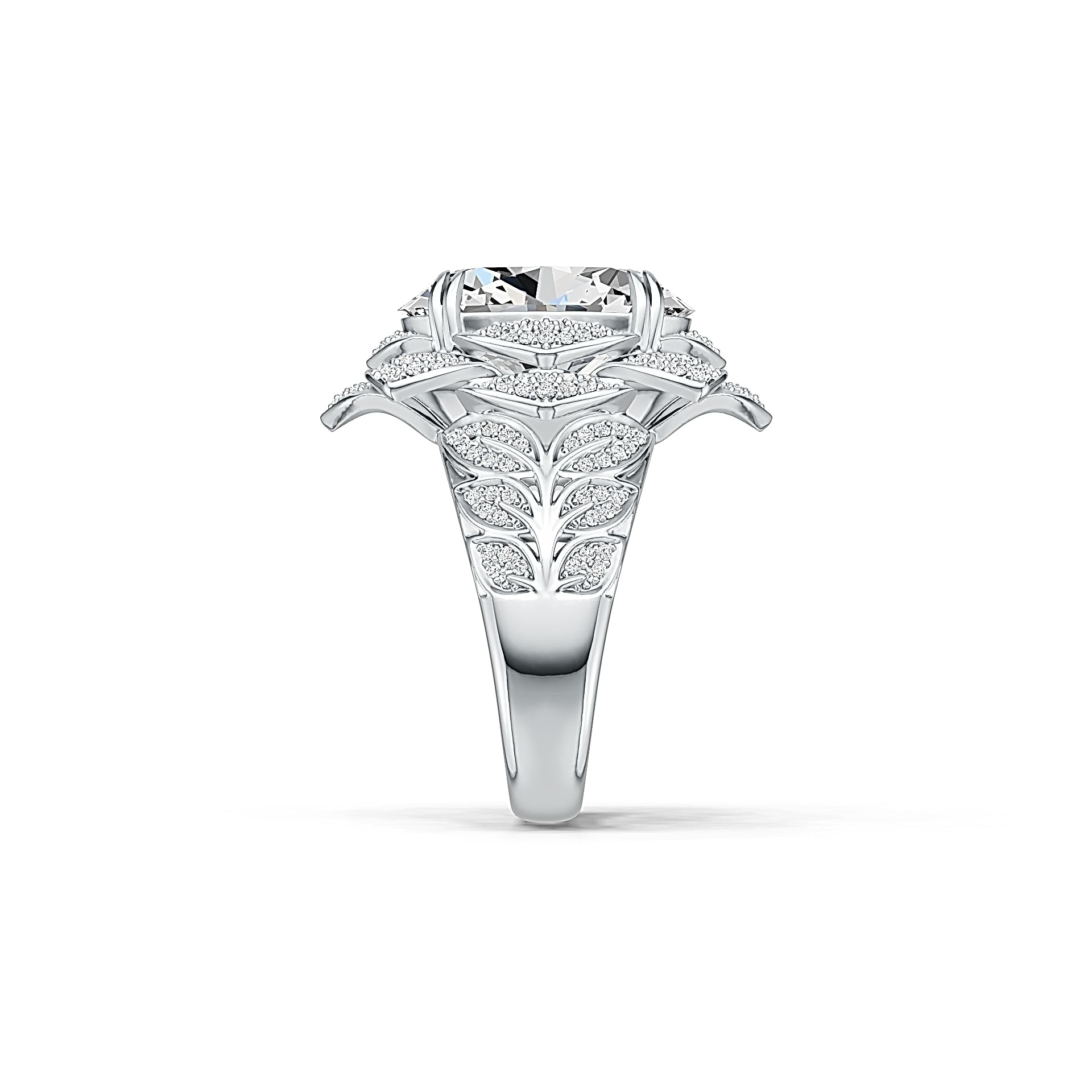 Sterling Silver Semi Mount Ring Setting Oval OV 16X12mm Flower Theme - Syzjewelry