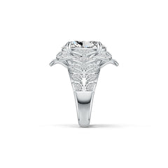 Sterling Silver Semi Mount Ring Setting Oval OV 16X12mm Flower Theme - Syzjewelry