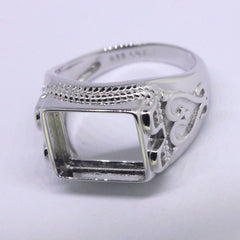 Men's Ring Settings 14K Gold Ring Mounting Emerald OCT 12x10mm Syzjewelry