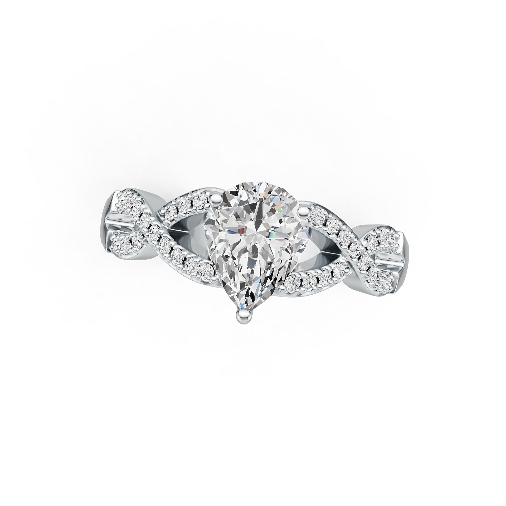 14K Gold Semi Mount Ring Setting Pear PE 9X7mm Diamond Accent DHJ