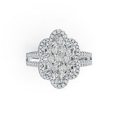 10K Gold Semi Mount Ring Setting Oval OV 5X3mm Split Shank Moissanite Accent DHJ