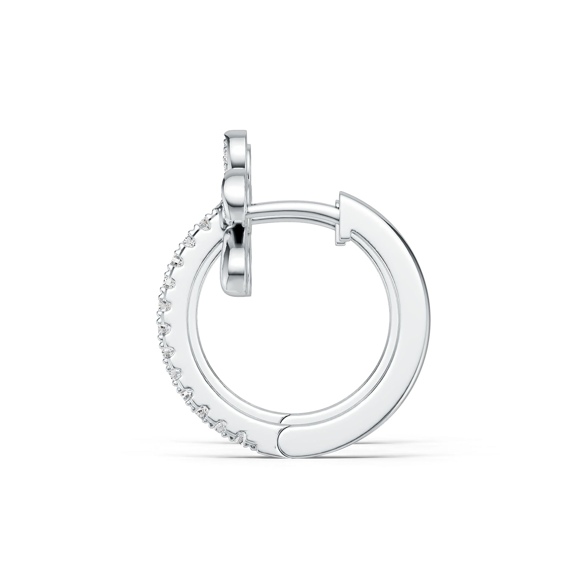 Sterling Silver Hoop Earrings with White Topaz or Moissanite Flower Theme Syzjewelry