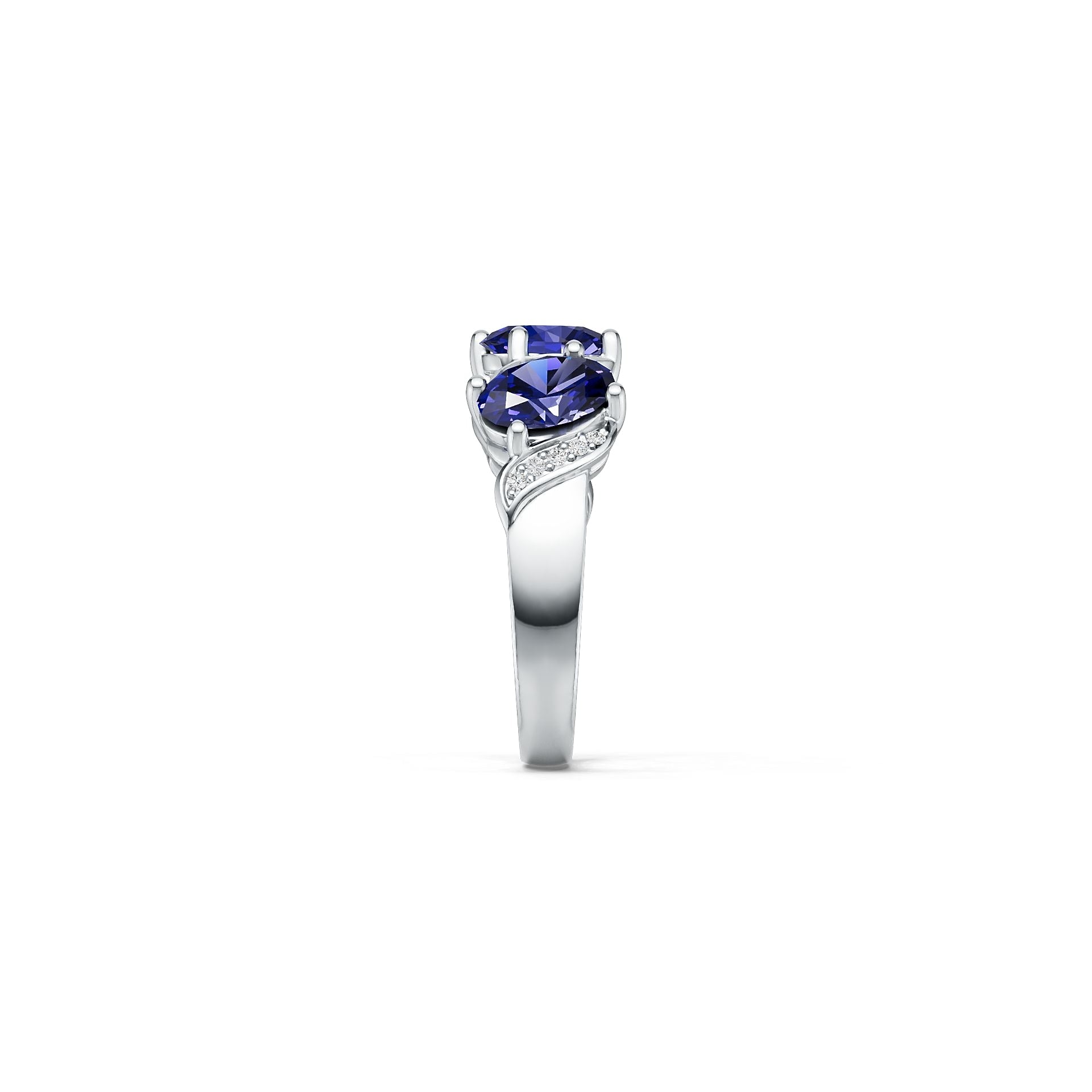 Sterling Silver Semi Mount Ring Setting Oval OV 7x5mm 3-Stone Trilogy Ring Syzjewelry