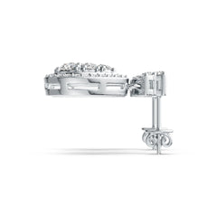 Platinum Earrings Cluster Pear-Shaped with White Topaz or Moissanite Diamond Accent DHJ