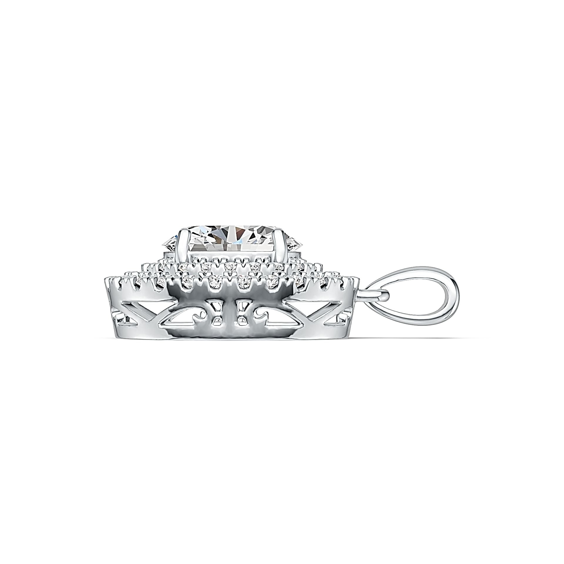 Platinum Semi Mount Pendant Setting Oval OV 9x7mm Diamond Accent DHJ