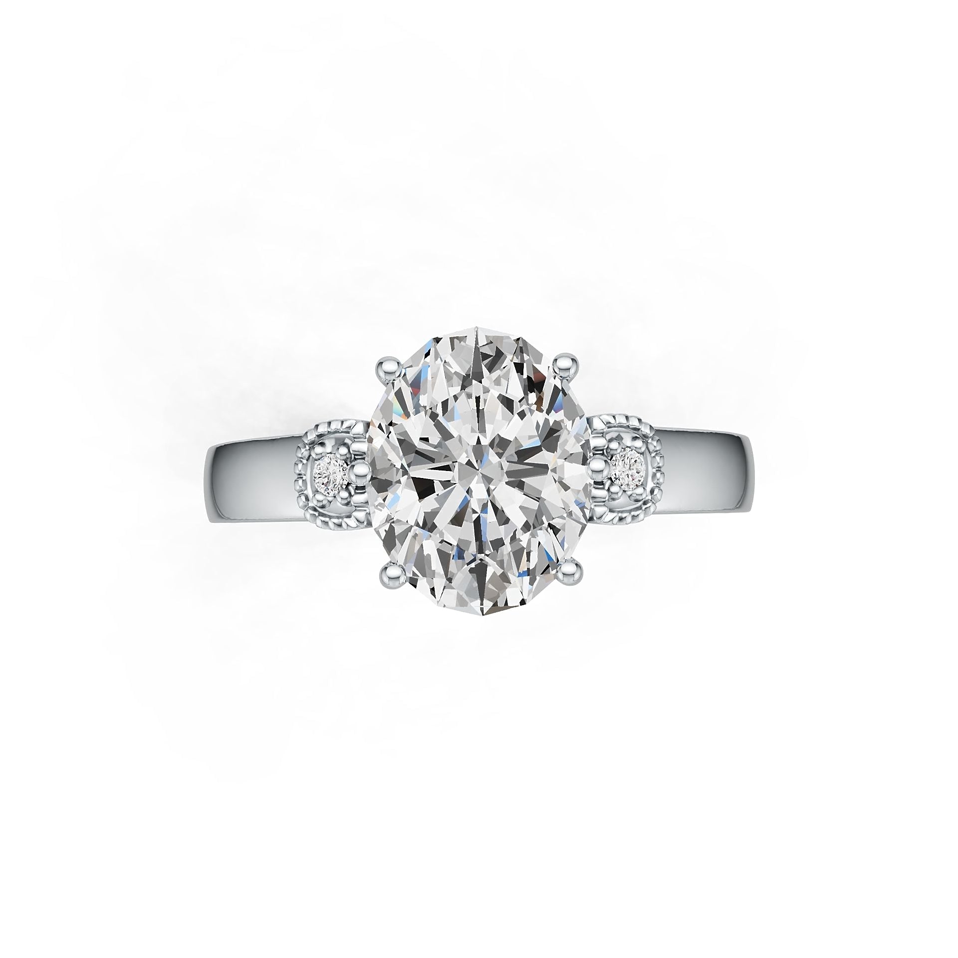 10K Gold Semi Mount Ring Setting Oval OV 10X8mm Moissanite Accent DHJ