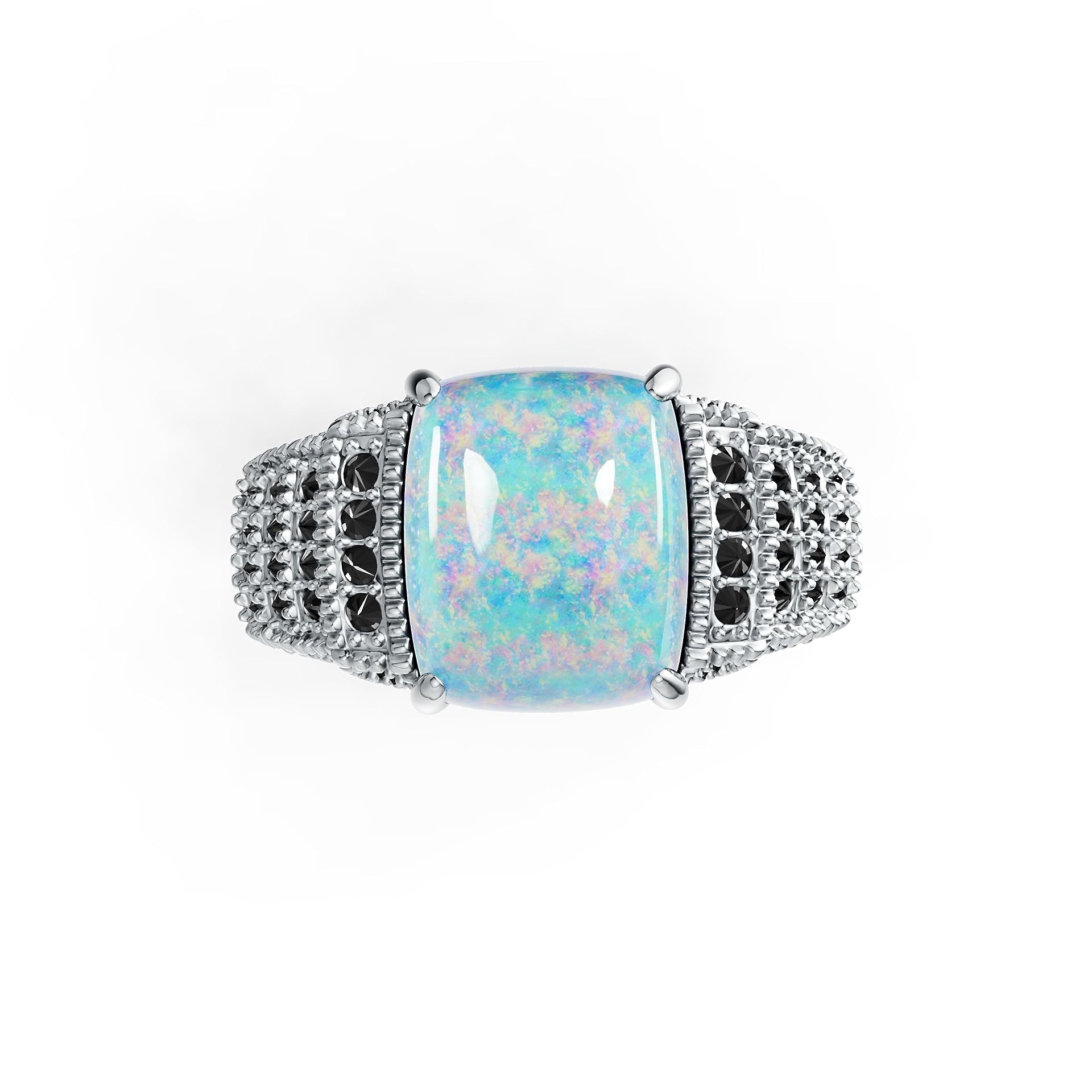 Platinum Semi Mount Ring Setting Cushion CU 12X10mm Cabochon Diamond Accent DHJ