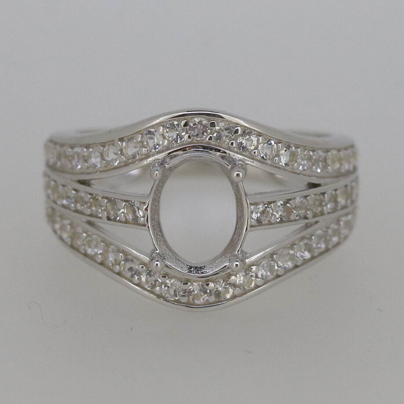 14K Gold Semi Mount Ring Setting Oval OV 9x7mm Diamond Accent Syzjewelry