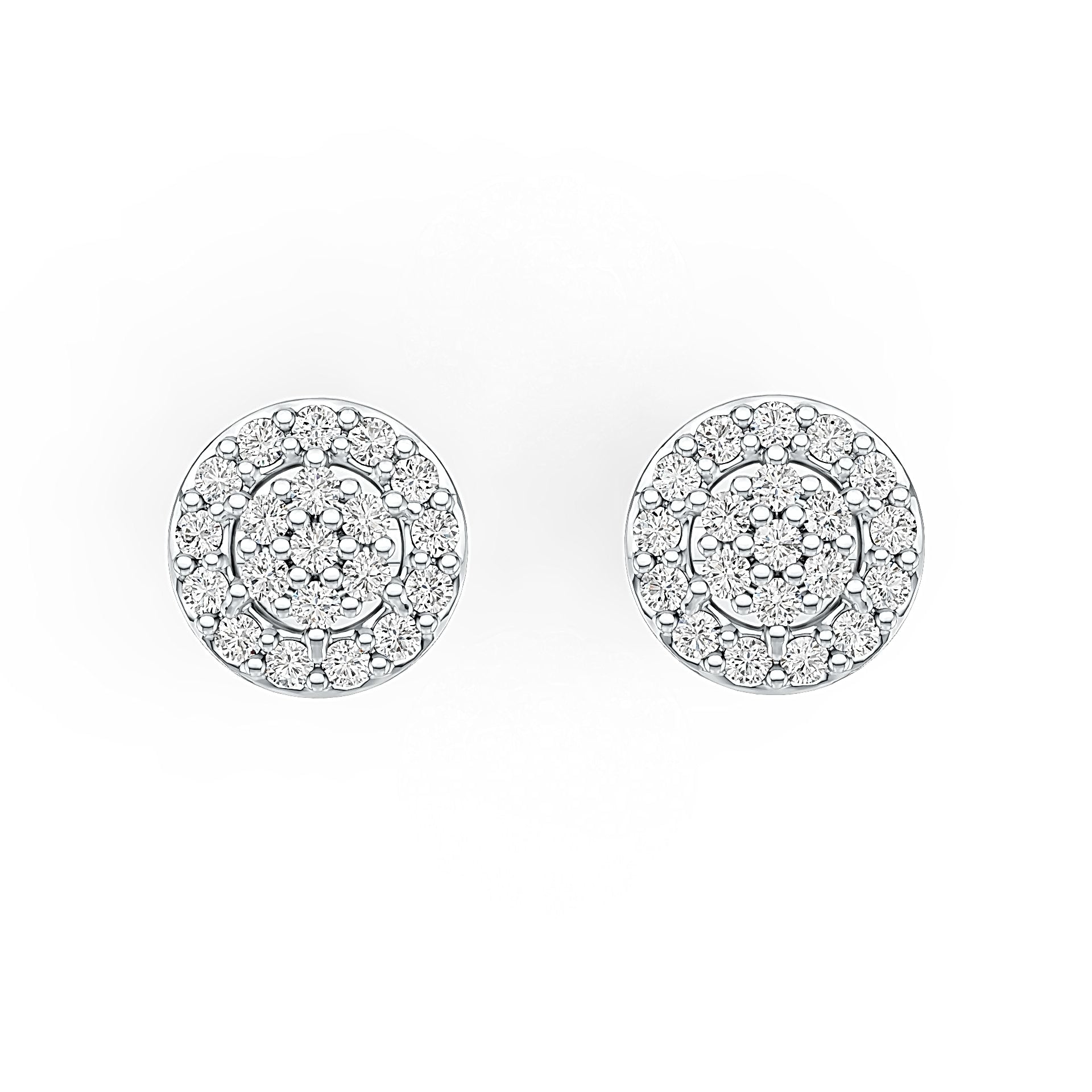 14K Gold Earrings Round Cluster Earrings Stud Diamond Accent DHJ