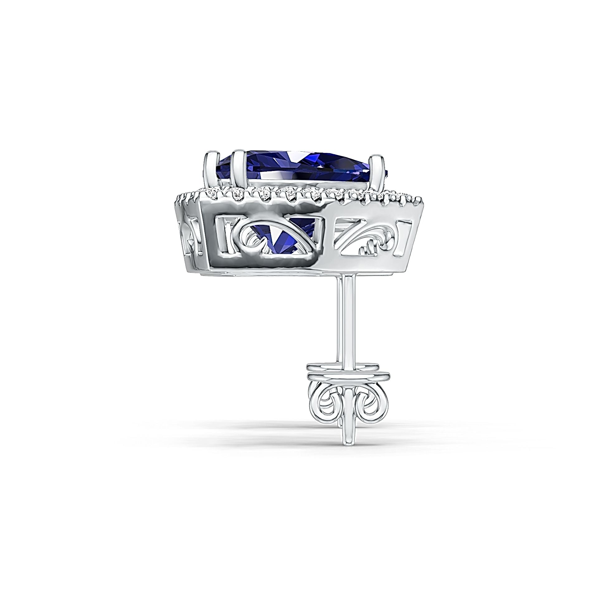 Sterling Silver Semi Mount Earrings Setting Trillion TR 11X11mm with White Topaz - Syzjewelry