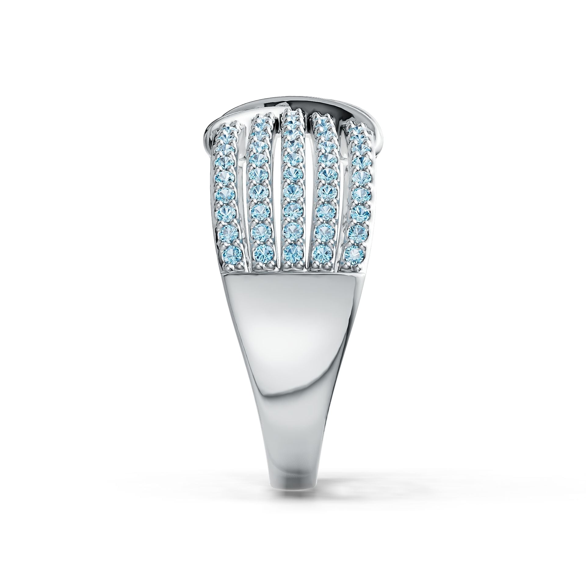 Sterling Silver Ring Crossover Multi-Row with White Topaz or Moissanite Syzjewelry