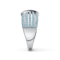 Sterling Silver Ring Crossover Multi-Row with White Topaz or Moissanite Syzjewelry