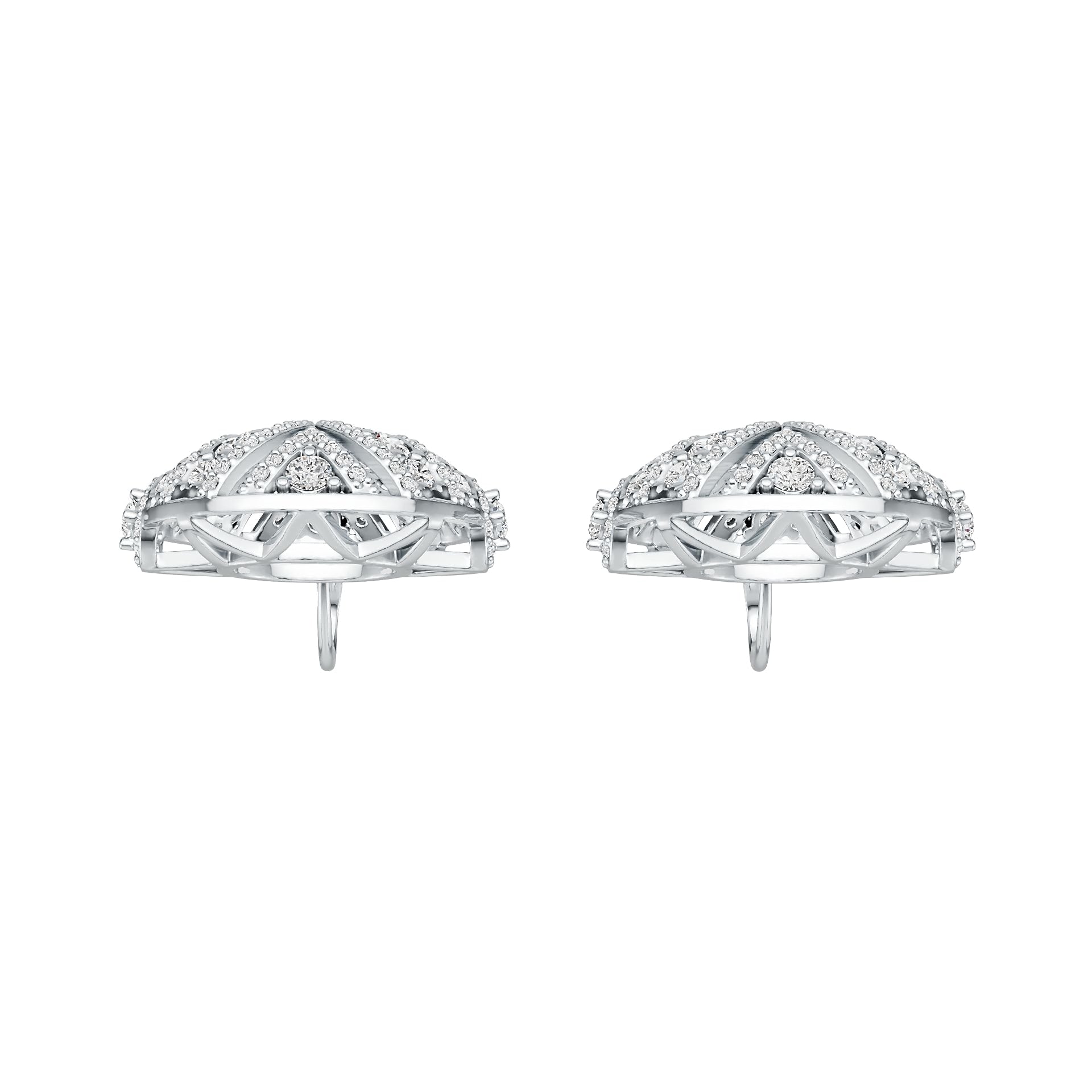 Sterling Silver Earrings Dangling Cluster Round-Shaped with White Topaz or Moissanite DHJ