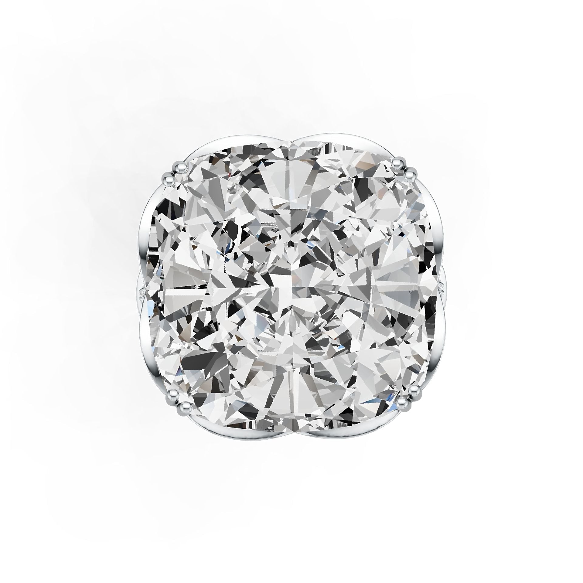 14K Gold Semi Mount Ring Setting Cushion CU 18X18mm Diamond Accent DHJ