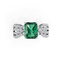 Platinum Semi Mount Ring Setting Emerald OCT 9X7mm SQ 3X3mm Diamond Accent DHJ