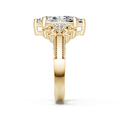 18K Gold Semi Mount Ring Setting Round Ro 6x6mm Diamond Accent Syz Jewelry