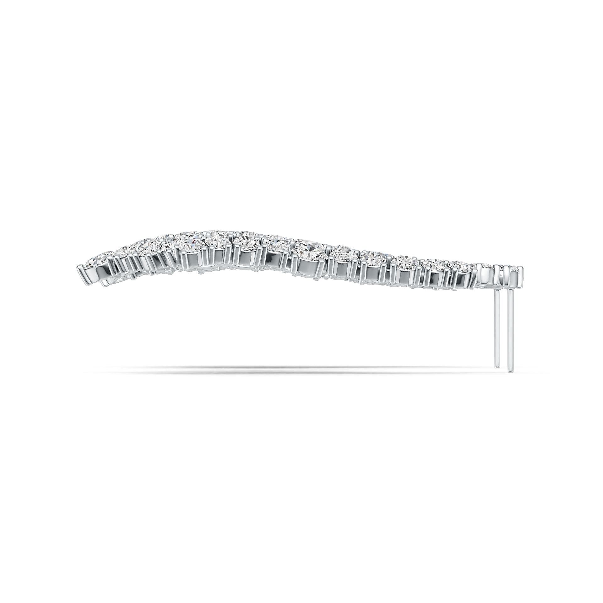 Platinum Semi Mount Earrings Setting Oval OV 4X3mm PE 4X3mm RD 3X3mm DHJ