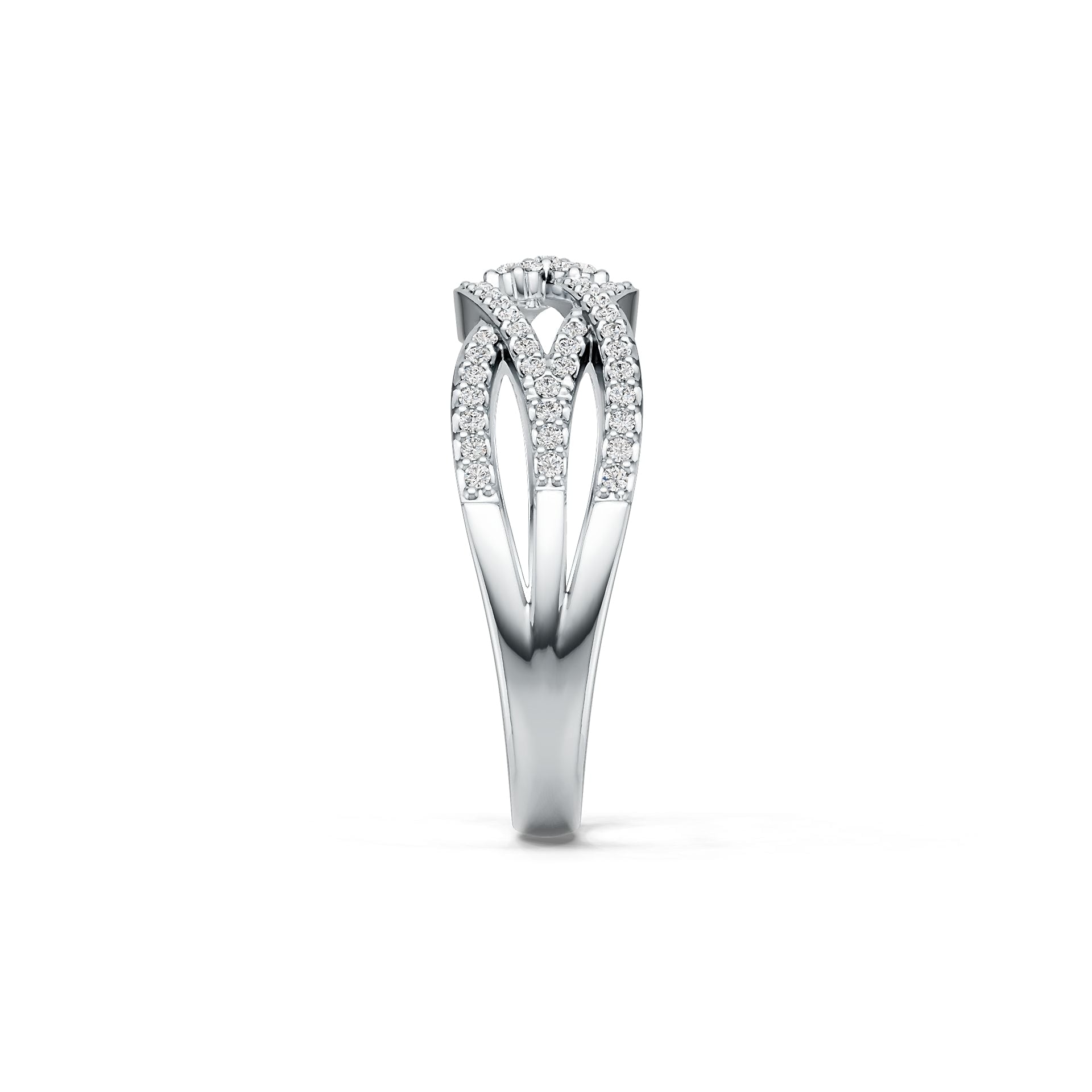 10K Gold Ring Criss-Cross Infinity with White Topaz or Moissanite Moissanite Accent DHJ