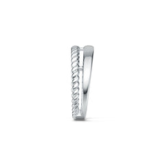 Sterling Silver Ring Double Band Twisted Rope Theme DHJ