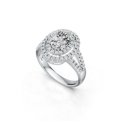14K Gold Semi Mount Ring Setting Oval OV 8X6mm Double Halo Split Shank Diamond Accent DHJ