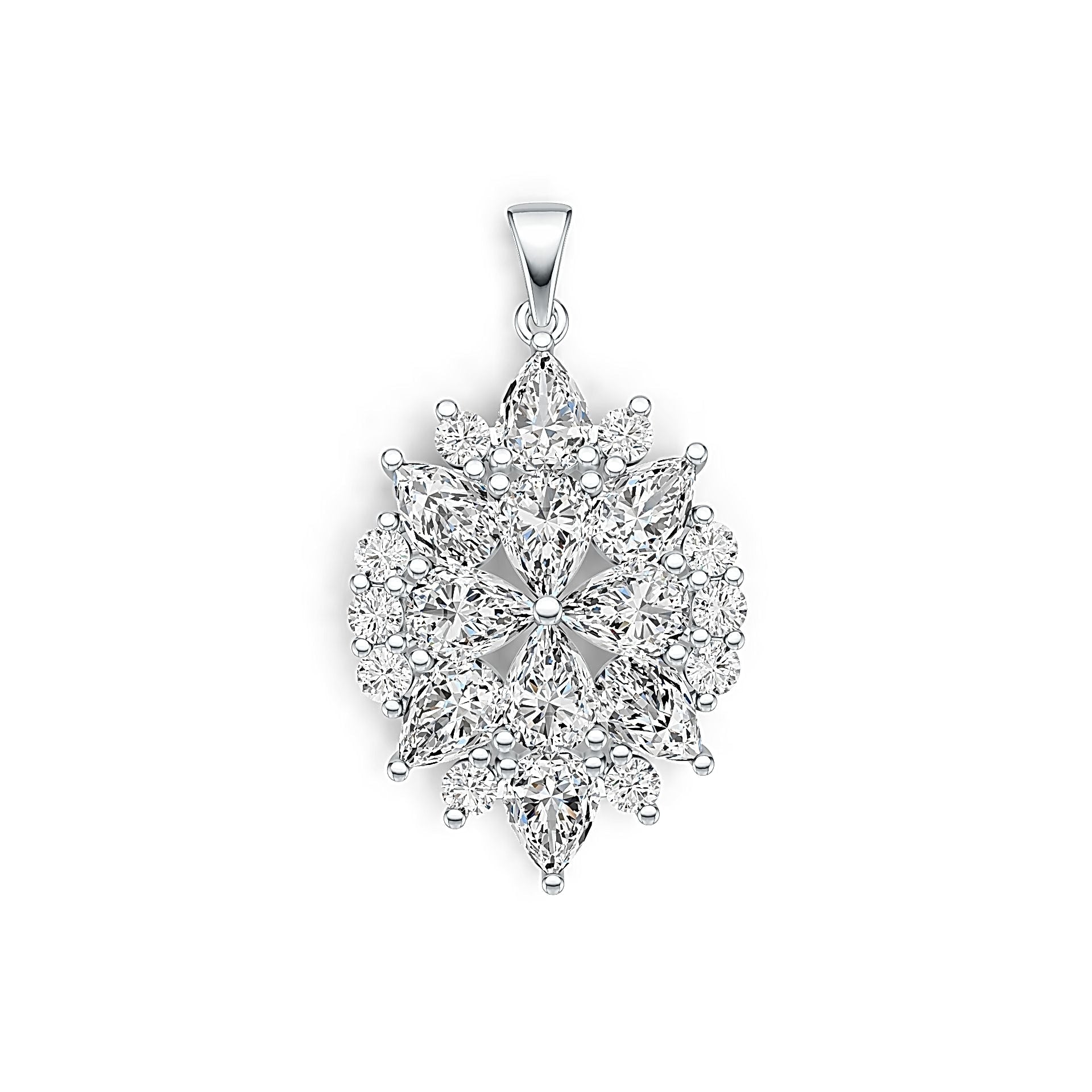 Platinum Semi Mount Pendant Setting Round RD 3x3mm Diamond Accent DHJ