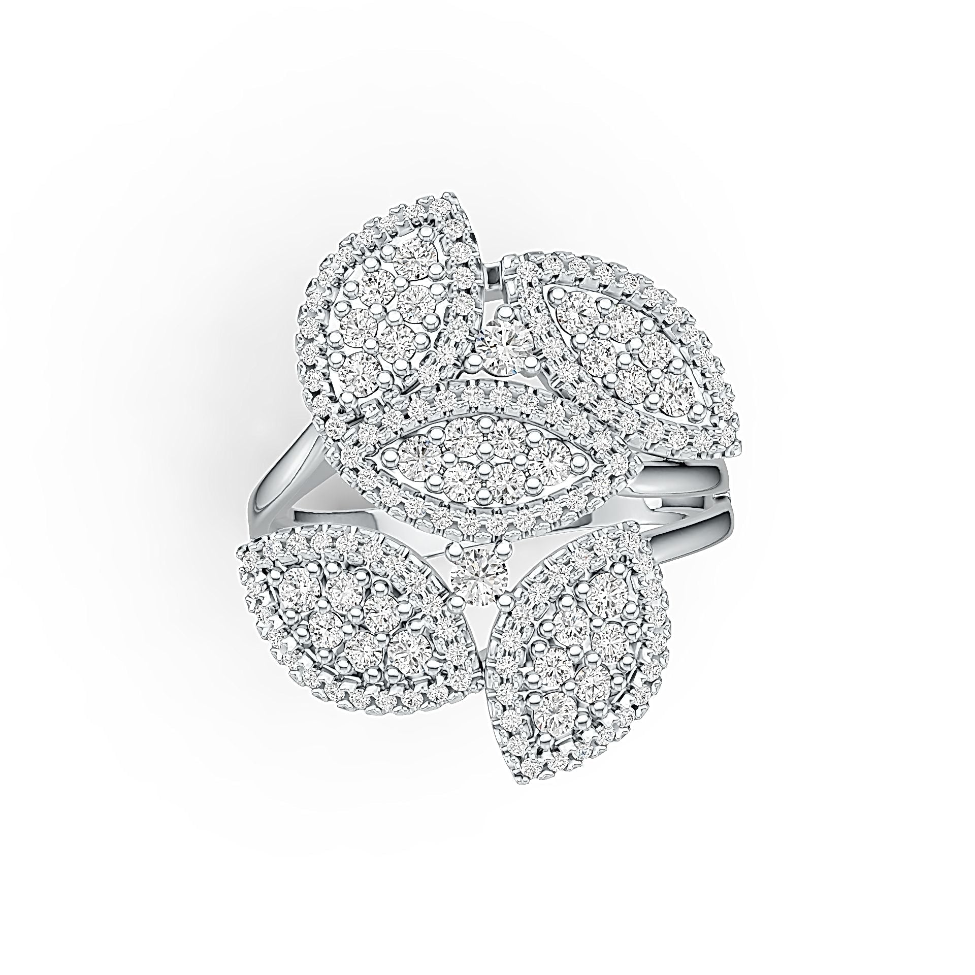 14K Gold Ring 5 Leaves Theme with or Moissanite Diamond Accent DHJ