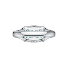 10K Gold Semi Mount Ring Setting Cushion CU 9X9mm Moissanite Accent DHJ
