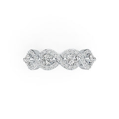 Platinum Semi Mount Ring Setting Oval OV 4X3mm with White Topaz Diamond Accent DHJ