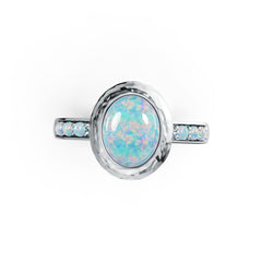 Platinum Semi Mount Ring Setting Oval OV 10X8mm RD 2X2mm Cabochon Bezel DHJ