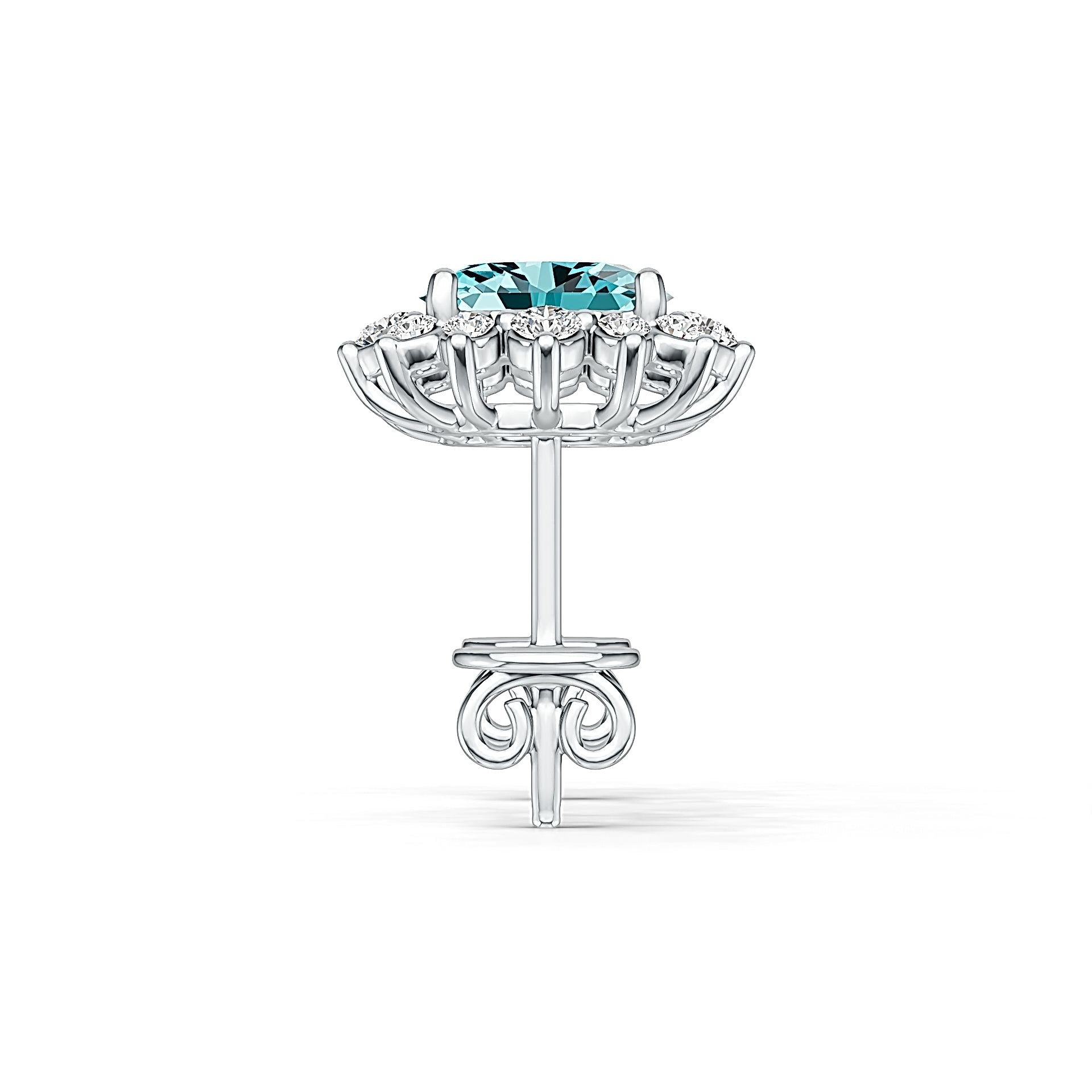 Sterling Silver Semi Mount Earrings Setting Oval OV 7X5mm with White Topaz Syzjewelry