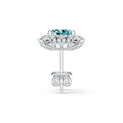 Sterling Silver Semi Mount Earrings Setting Oval OV 7X5mm with White Topaz Syzjewelry