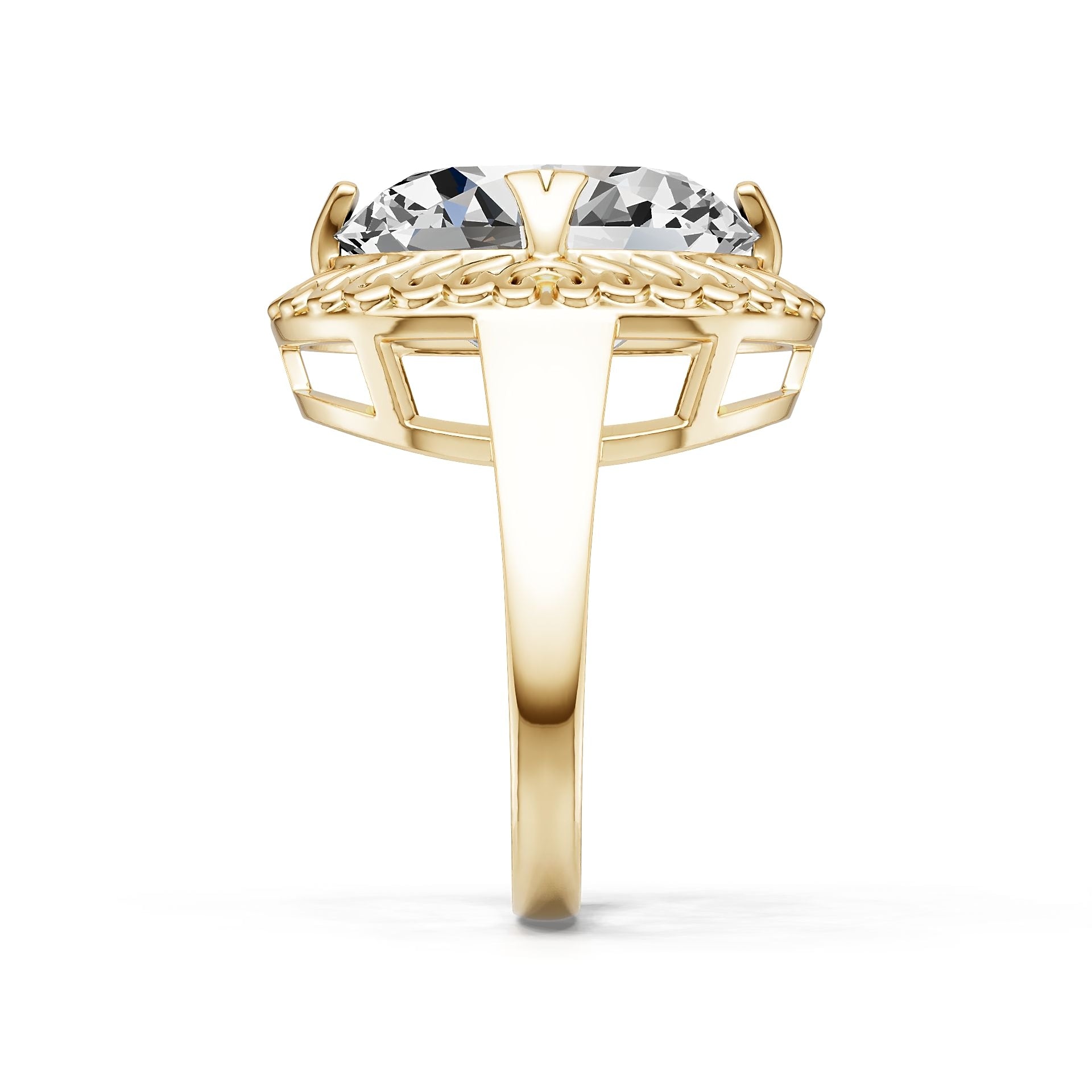 18K Gold Semi Mount Ring Setting Oval Ov 17x13mm Diamond Accent Syz Jewelry