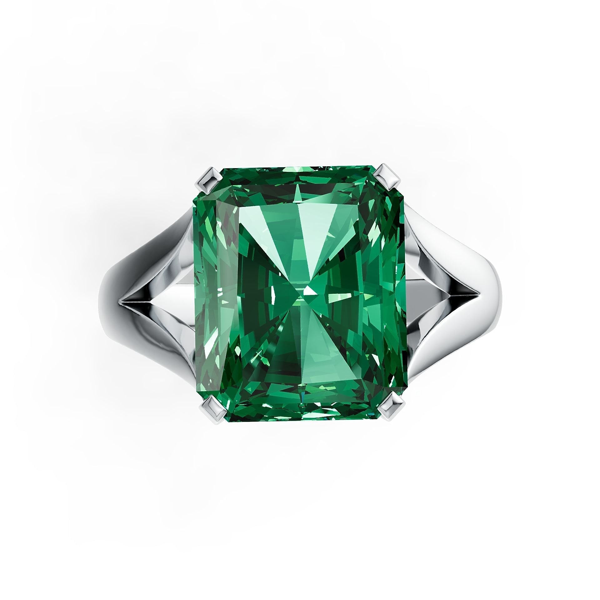 10K Gold Semi Mount Ring Setting Emerald OCT 12X10mm Solitaire Split Shank DHJ
