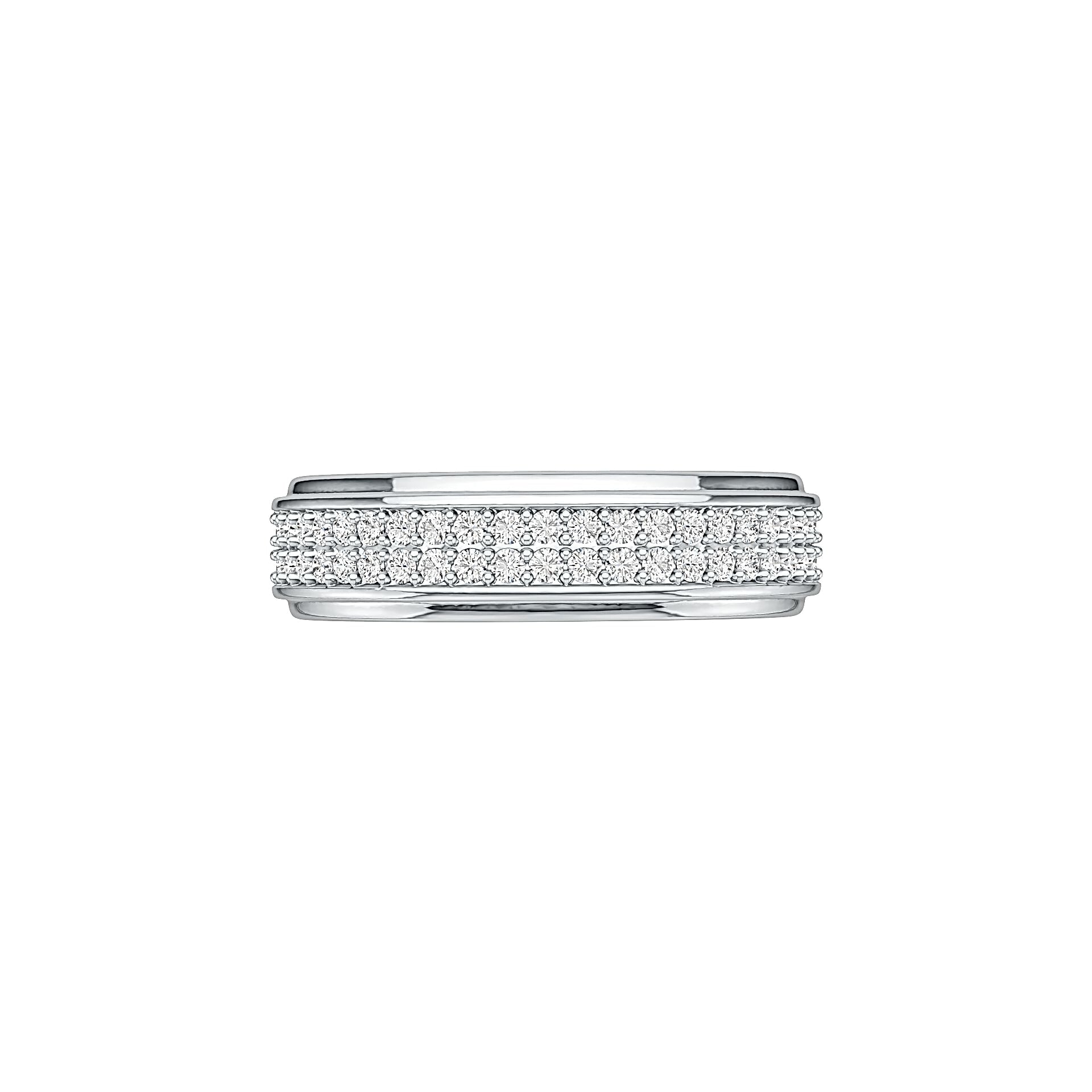 Men's Platinum Pave Band Ring with White Topaz or Moissanite Diamond Accent DHJ