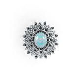 Platinum Semi Mount Ring Setting Oval OV 10X8mm Cabochon Diamond Accent DHJ
