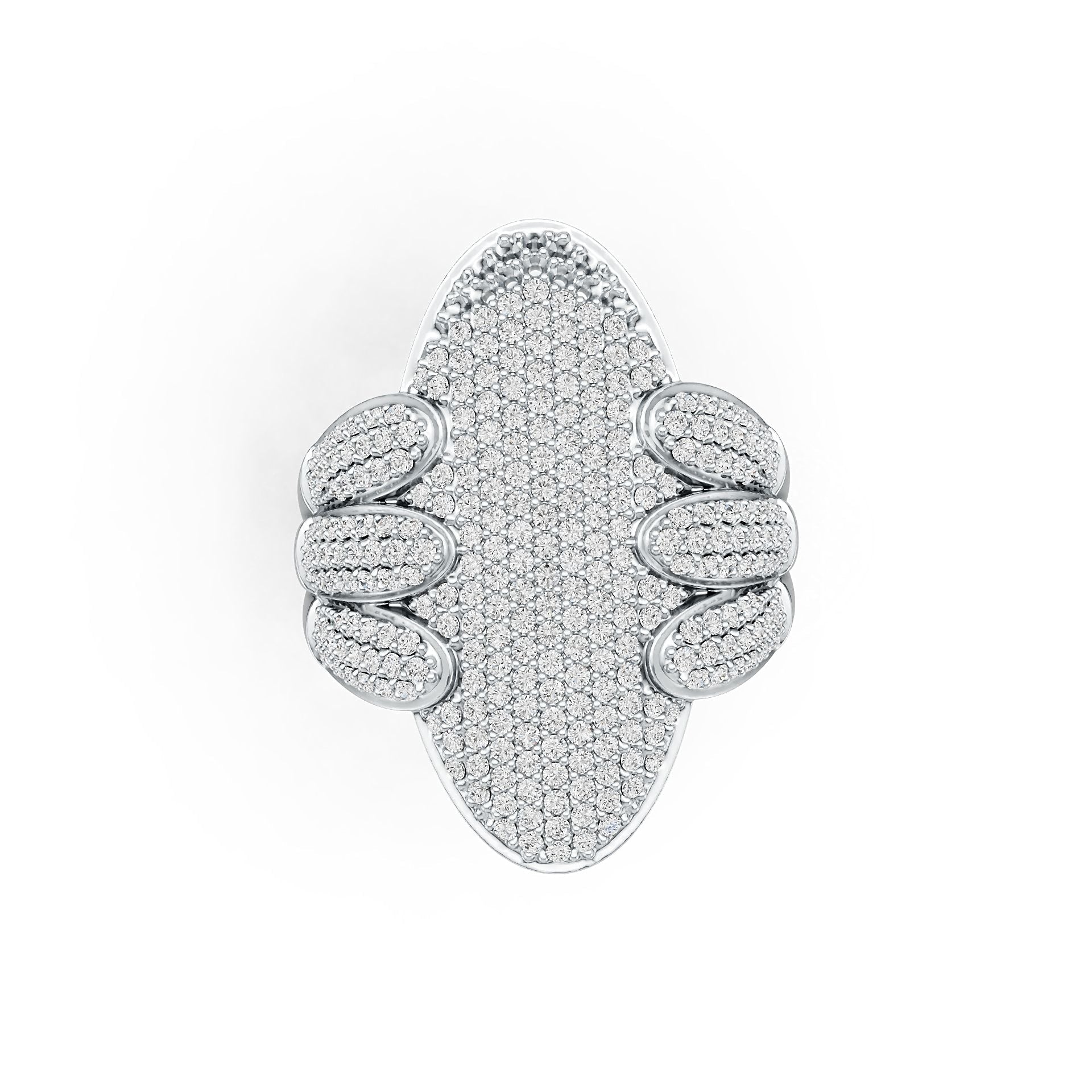 Platinum Cocktail Ring Oval-Shaped with or Moissanite Diamond Accent DHJ