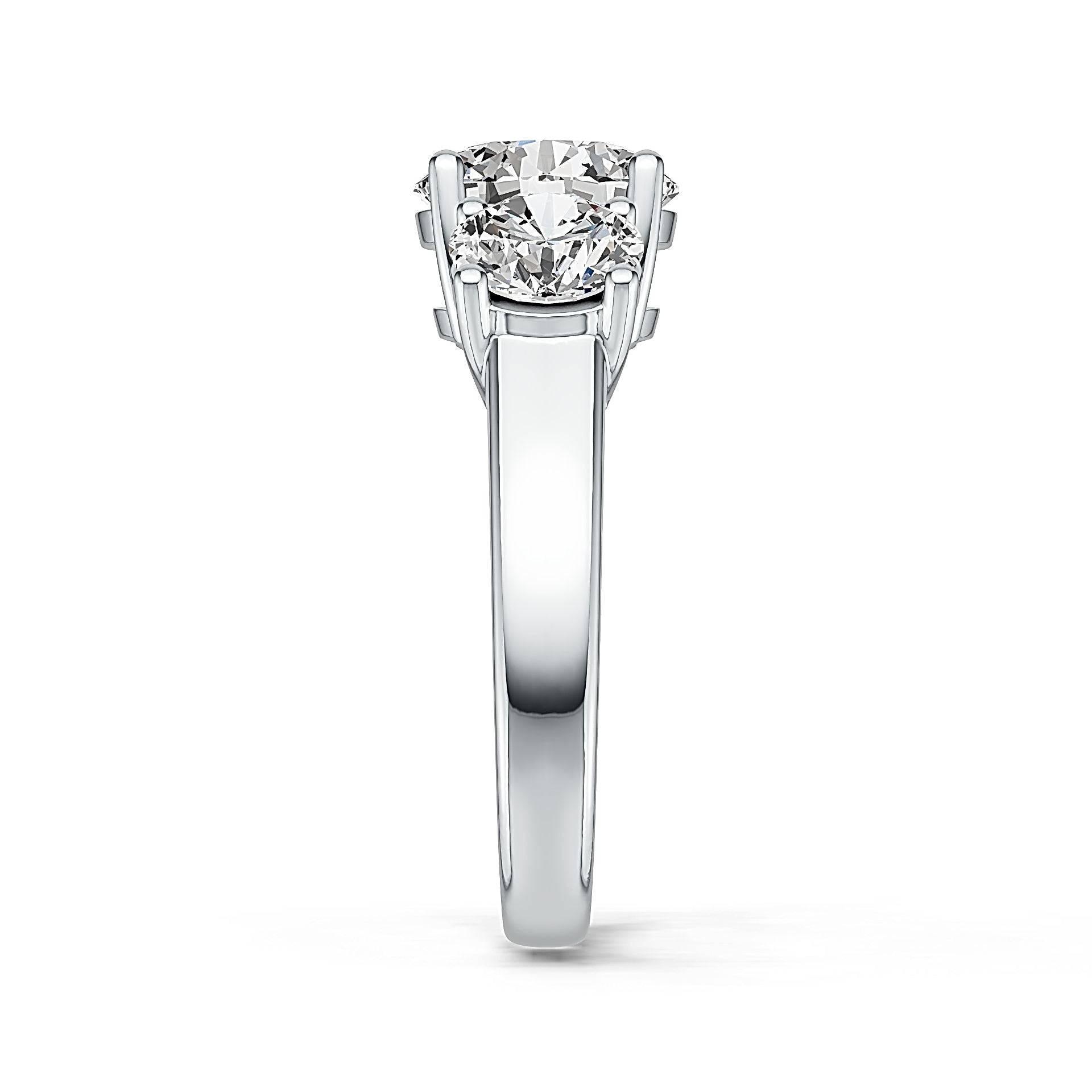 Sterling Silver Semi Mount Ring Setting RD 8.4mm RD 5.9mm 3 Stone Ring Syzjewelry