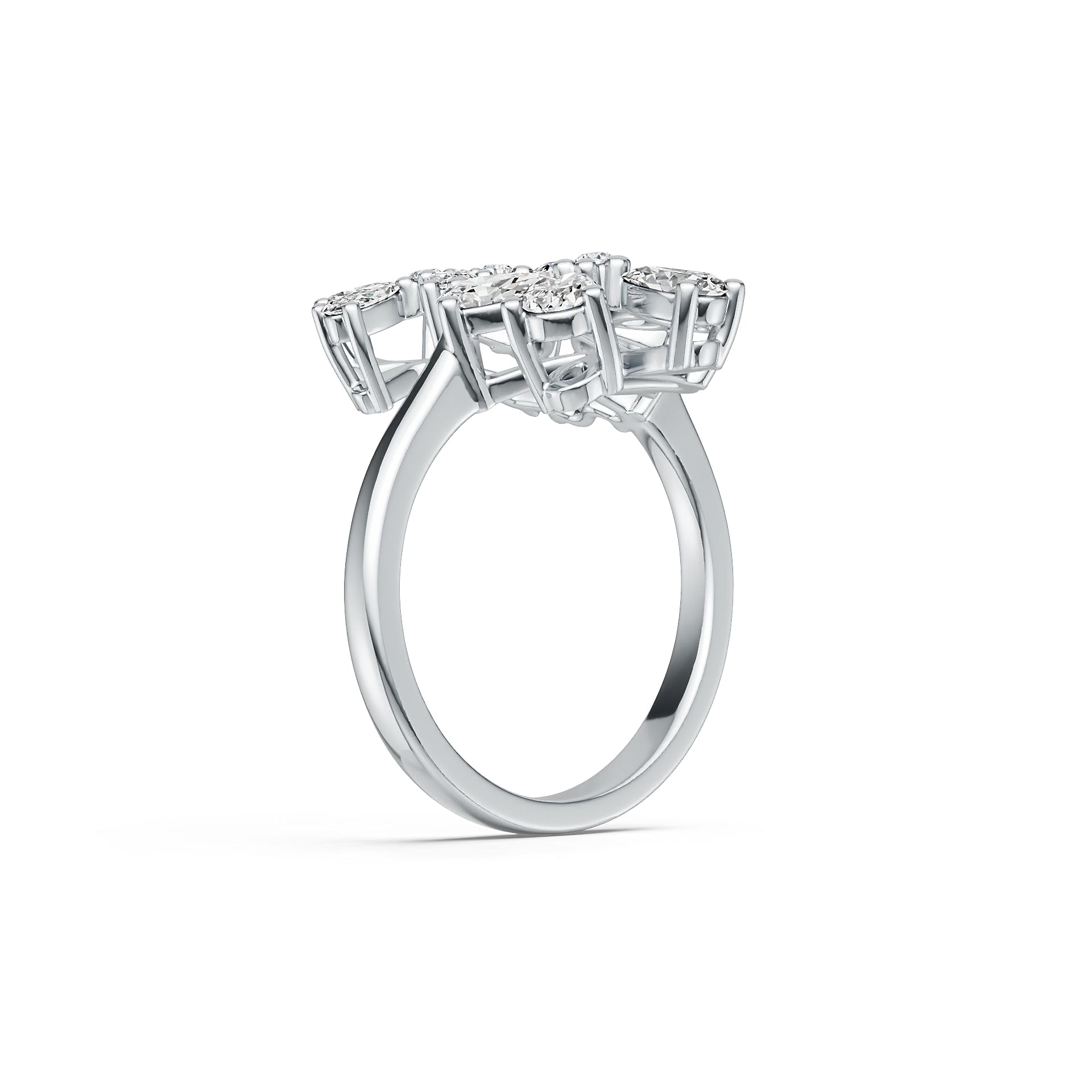 14K Gold Semi Mount Ring Setting Pear PE 5x3mm PE 4x2mm Diamond Accent DHJ