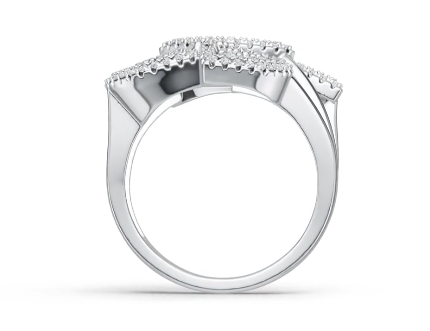 Sterling Silver Ring 5 Leaves Theme with White Topaz or Moissanite DHJ